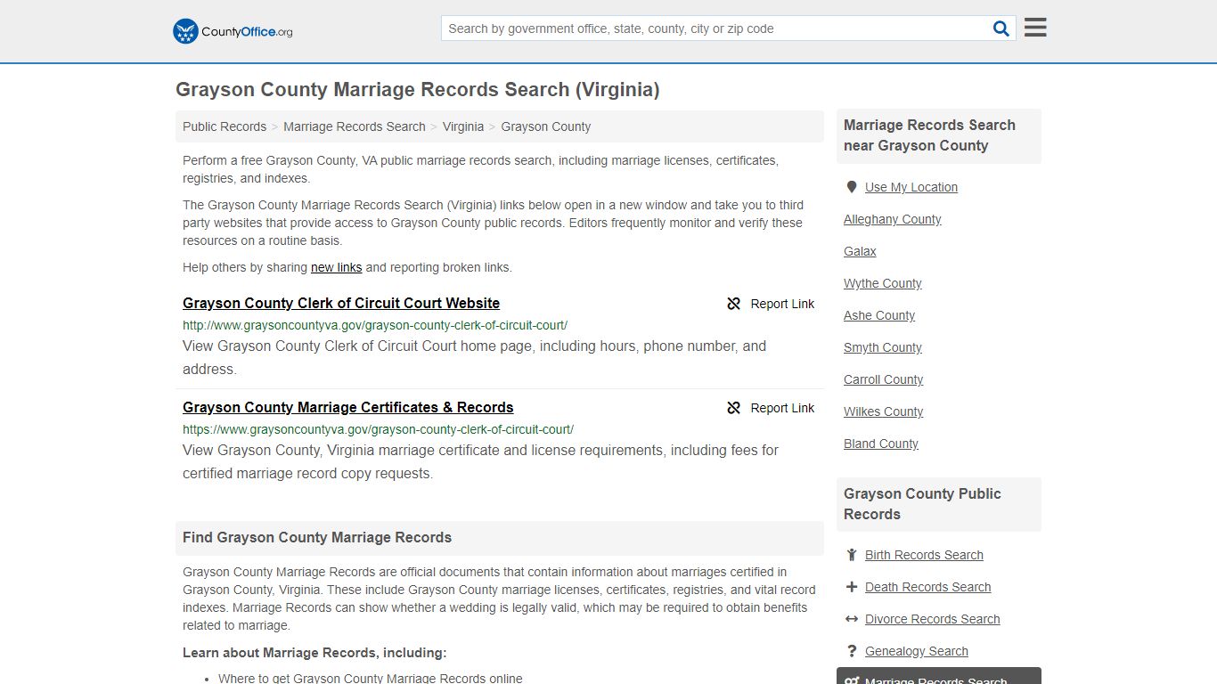 Marriage Records Search - Grayson County, VA (Marriage ...